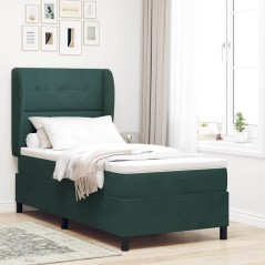 vidaXL Letto con Molle e Materasso Verde Scuro 100x200 cm in Velluto