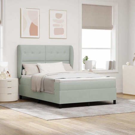vidaXL Letto Box Spring con Materasso - Grigio chiaro, 140x190 cm, Velluto