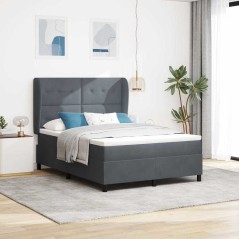 vidaXL Letto con molle e materasso grigio scuro 140x190 cm in velluto
