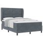 vidaXL Letto con molle e materasso grigio scuro 140x190 cm in velluto vidaXL Letto con molle e materasso grigio scuro 140x190 cm in velluto