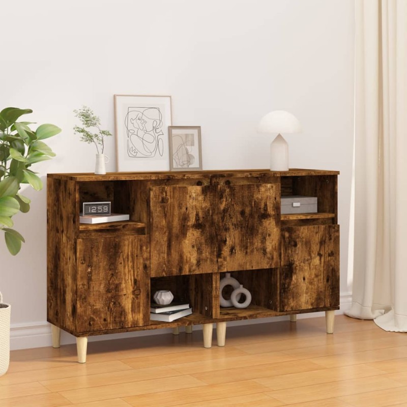 Credenze 2pz Rovere Fumo 60x35x70 cm in Legno Multistrato Credenze 2pz Rovere Fumo 60x35x70 cm in Legno Multistrato