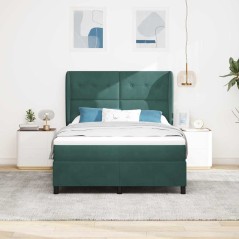vidaXL Letto con molle e materasso verde scuro, 140x190 cm, in velluto
