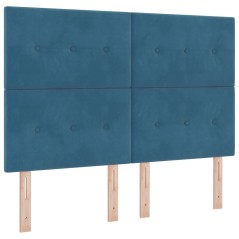 vidaXL Letto a Molle con Materasso Blu Scuro 140x190 cm in Velluto