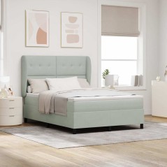 vidaXL Letto con molle e materasso in grigio chiaro, 140x200 cm, in velluto