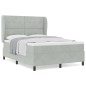 vidaXL Letto con molle e materasso in grigio chiaro, 140x200 cm, in velluto vidaXL Letto con molle e materasso in grigio chiaro, 140x200 cm, in velluto
