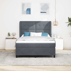 vidaXL Letto con Molle e Materasso - Grigio Scuro - 140 x 200 cm - Velluto