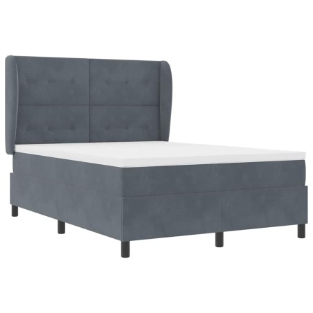 vidaXL Letto con Molle e Materasso - Grigio Scuro - 140 x 200 cm - Velluto