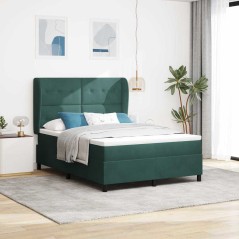 vidaXL Letto a molle con materasso verde scuro 140x200 cm in velluto