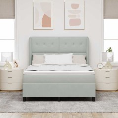 vidaXL Letto Box Spring Grigio Chiaro 160 x 200 cm, in Velluto