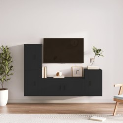 Set Mobili Porta TV 4 pz Nero in Legno Multistrato