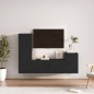 Set Mobili Porta TV 4 pz Nero in Legno Multistrato Set Mobili Porta TV 4 pz Nero in Legno Multistrato