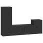 Set Mobili Porta TV 4 pz Nero in Legno Multistrato Set Mobili Porta TV 4 pz Nero in Legno Multistrato