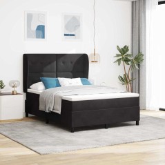 vidaXL Letto Box Spring 160x200 cm con materasso nero in velluto