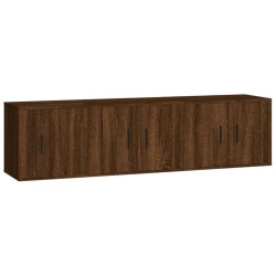 Set Mobili Porta TV 3 pz Rovere Marrone in Legno Multistrato