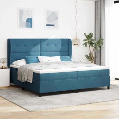 vidaXL Letto con Molle e Materasso Blu Scuro 200x200 cm in Velluto.