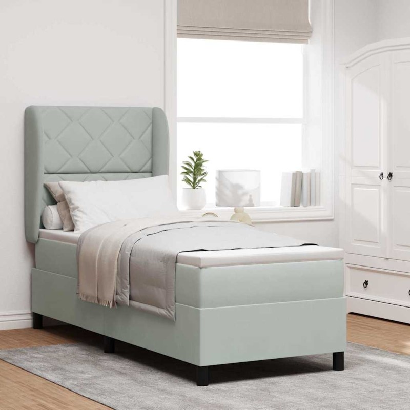 vidaXL Letto con Molle e Materasso Grigio Chiaro 80x200 cm in Velluto vidaXL Letto con Molle e Materasso Grigio Chiaro 80x200 cm in Velluto
