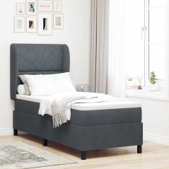 vidaXL Letto a Molle con Materasso Grigio Scuro 80x200 cm in Velluto