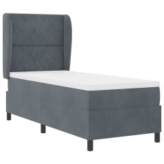 vidaXL Letto a Molle con Materasso Grigio Scuro 80x200 cm in Velluto