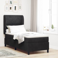 vidaXL Letto a molle con materasso nero 80x200 cm in velluto