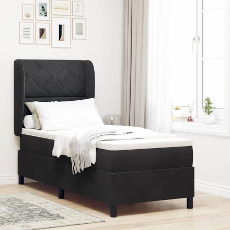 vidaXL Letto a molle con materasso nero 80x200 cm in velluto