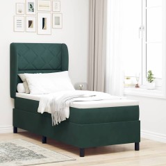 vidaXL Letto a Molle con Materasso Verde Scuro 80x200 cm in Velluto