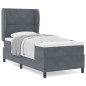 vidaXL Letto a molle con cuscino con testiera Grigio scuro 90 x 190 cm Velluto