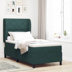 vidaXL Letto Box Spring con Materasso Verde Scuro 90x190 cm in Velluto