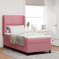 vidaXL Letto con Molle e Materasso Rosa, 90x190 cm, Velluto