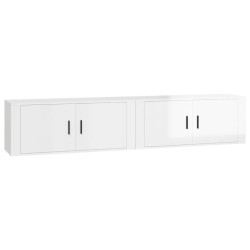 Mobili Porta TV a Parete 2 pz Bianco Lucido 100x34,5x40 cm