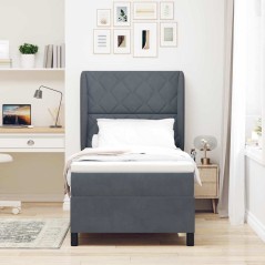 vidaXL Letto con Molle e Materasso Grigio Scuro 90x200 cm in Velluto
