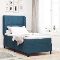 vidaXL Letto con Molle e Materasso Blu Scuro 90x200 cm in Velluto