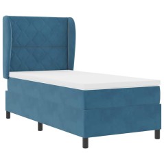vidaXL Letto con Molle e Materasso Blu Scuro 90x200 cm in Velluto