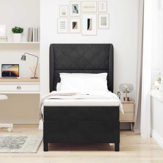 vidaXL Letto Box con Materasso Nero 100x200 cm in Velluto
