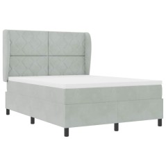 vidaXL Letto con rete a molle e materasso grigio chiaro 140x190 cm in velluto