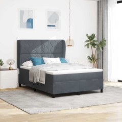 vidaXL Letto con Molle e Materasso Grigio Scuro 140x190 cm in Velluto