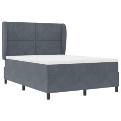 vidaXL Letto con Molle e Materasso Grigio Scuro 140x190 cm in Velluto