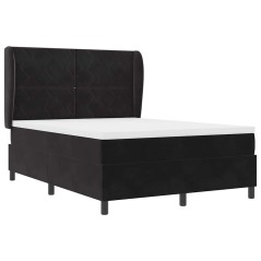 vidaXL Letto con molle e materasso nero, 140x190 cm, in velluto
