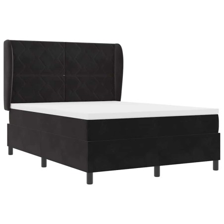 vidaXL Letto con molle e materasso nero, 140x190 cm, in velluto