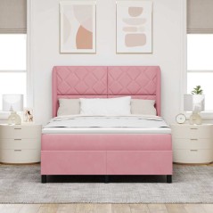 vidaXL Letto a molle con materasso rosa 140x190 cm in velluto