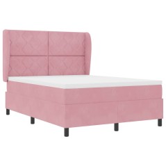vidaXL Letto a molle con materasso rosa 140x190 cm in velluto