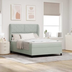 vidaXL Letto con molle e materasso grigio chiaro, 140x200 cm, in velluto