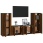 Set Mobili Porta TV 4 pz Rovere Marrone in Legno Multistrato Set Mobili Porta TV 4 pz Rovere Marrone in Legno Multistrato