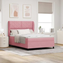 vidaXL Letto a Molle con Materasso Rosa 160x200 cm in Velluto