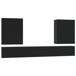 Set di Mobili Porta TV 7 pz Nero in Legno Multistrato