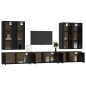 Set di Mobili Porta TV 7 pz Nero in Legno Multistrato Set di Mobili Porta TV 7 pz Nero in Legno Multistrato