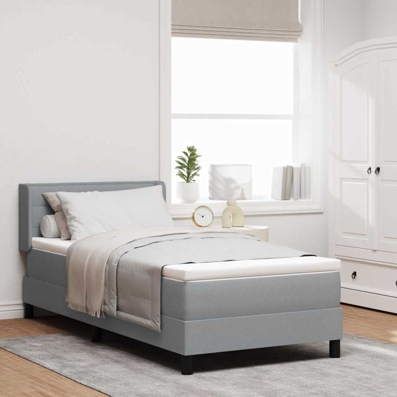 vidaXL Letto Box Spring con materasso - grigio chiaro, 100 x 200 cm, tessuto