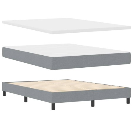 vidaXL Letto Box Spring con materasso in grigio chiaro, 140 x 190 cm in tessuto