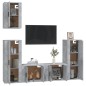 Set di Mobili Porta TV 5 pz Grigio Cemento in Legno Multistrato Set di Mobili Porta TV 5 pz Grigio Cemento in Legno Multistrato