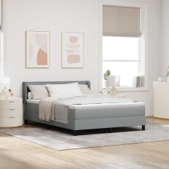 vidaXL Letto a molle con materasso - Grigio chiaro, 160 x 200 cm - Tessuto