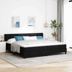 vidaXL Letto a molle con testiera Nero 200 x 200 cm Tessuto e Schiuma